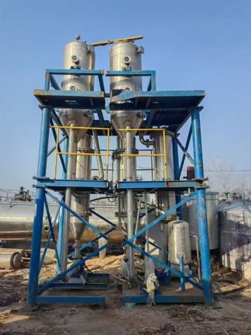 转让二手强制循环蒸发器 一套容积300L双效撬装强