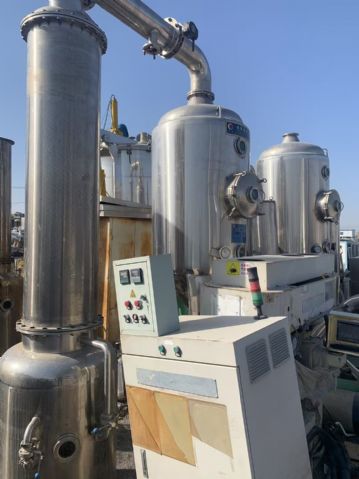 转让二手浓缩蒸发器 一套双效1000L食品级浓缩式