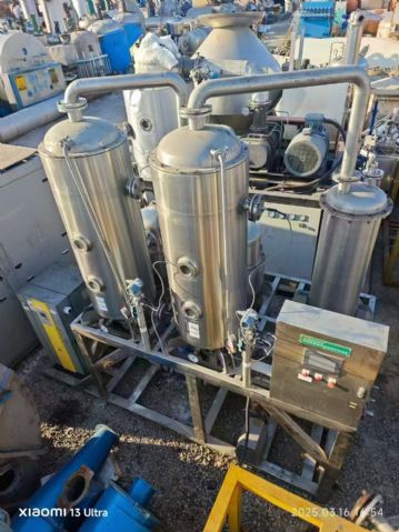转让二手废水蒸发器 一套双效400公斤材质316废